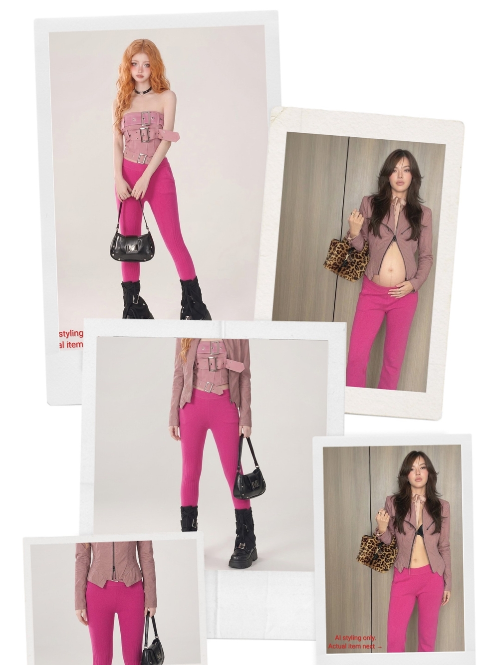 2-Piece Set Pink Moto Jacket & Merino Wool Pants